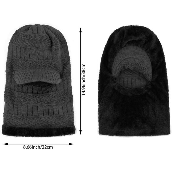 Winter Balaclava Thermal Beanie Hat with Neck Warmer for Skiing and Cycling - Picture 4 of 7